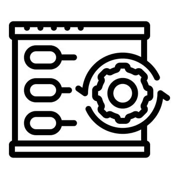 Website development process optimization with gear and arrows icon Stock Illustration