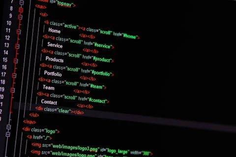 Website development - programming code on computer screen Foto stock