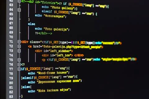 Website development - programming code on computer screen Foto stock