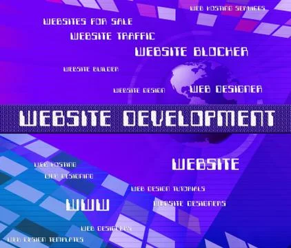 Website Development Represents Advance Sites And Domains Ilustración de archivo
