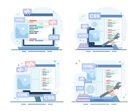 Website development set 스톡 일러스트