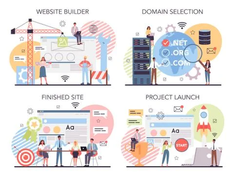 Website development set. Support and development service. Stock Illustration