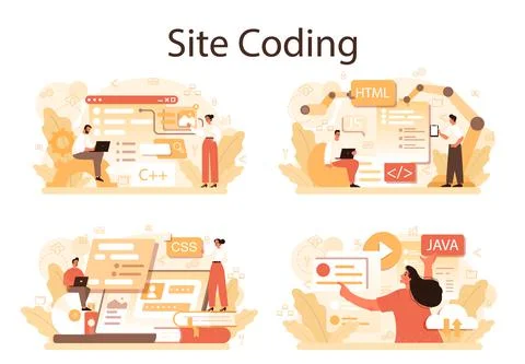 Website development set. Support and development service. Web page Stock Illustration