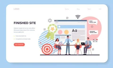 Website development web banner or landing page. Support Stock Illustration