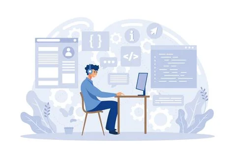 Website development, web design. Programming and coding, php and mysql deve.. 库存插图