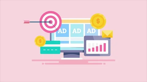 Website with digital ads targeting online audience increase traffic. Stock Footage 240182003