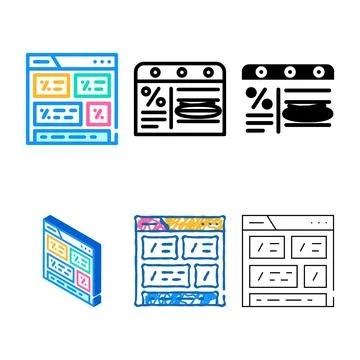 Website with discounts color icon vector range 스톡 일러스트