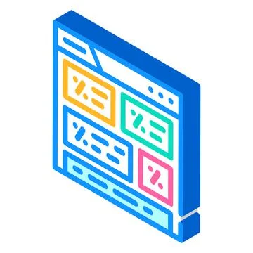 Website with discounts isometric icon vector illustration 스톡 일러스트