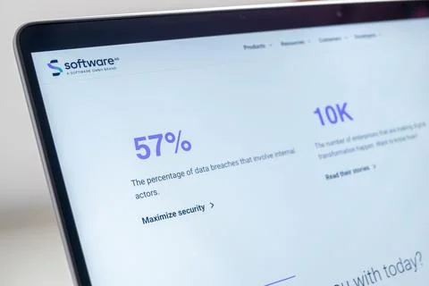 Website displaying data breach statistics involving internal actors Fotos de archivo