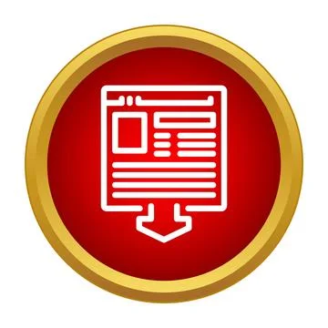 Website document download icon in red circle Stock Illustration