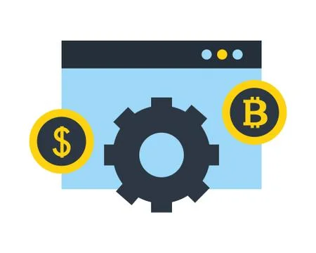 Website dollar bitcoin gear progress fintech Illustrazione stock
