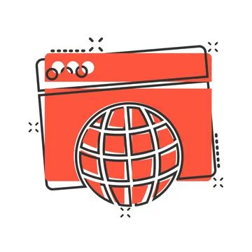 Website domain icon in comic style. Global internet address cartoon vector il Stockillustratie