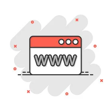 Website domain icon in comic style. Www internet address cartoon vector illus 스톡 일러스트