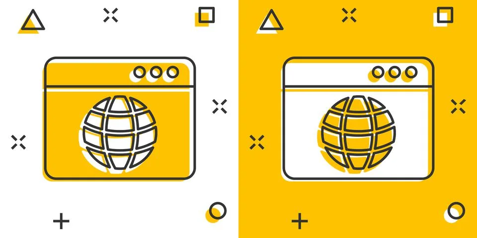 Website domain icon in comic style. Global internet address cartoon vector il 스톡 일러스트