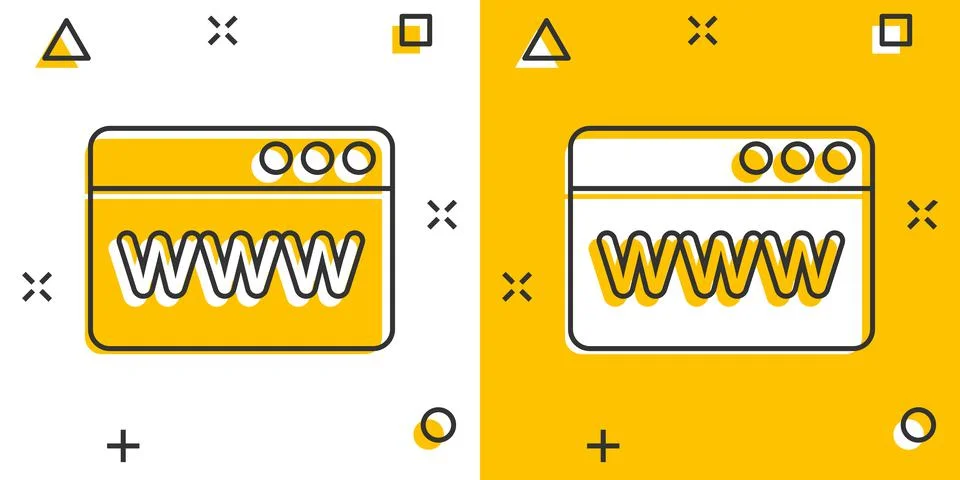 Website domain icon in comic style. Www internet address cartoon vector illus 스톡 일러스트