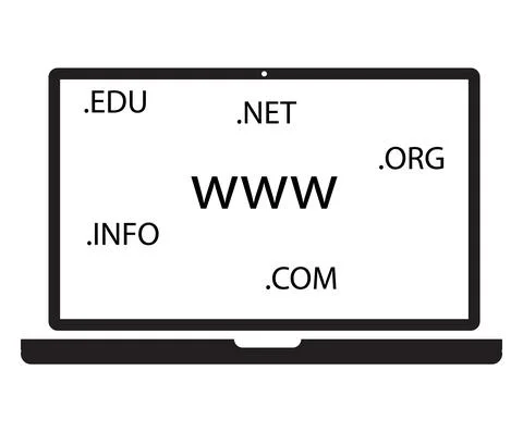 Website domain icon. domain name registration sign. domain symbol. flat style Stock Illustration