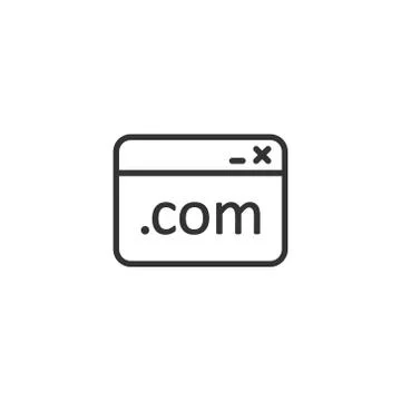 Website domain icon in flat style. Com internet address vector illustration o 스톡 일러스트