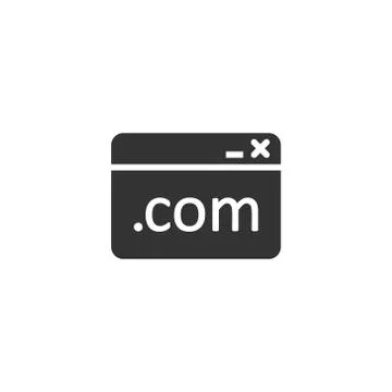 Website domain icon in flat style. Com internet address vector illustration o Stockillustratie