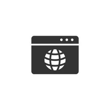 Website domain icon in flat style. Global internet address vector illustratio 스톡 일러스트