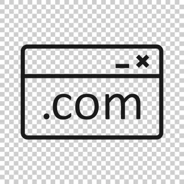 Website domain icon in flat style. Com internet address vector illustration o 스톡 일러스트