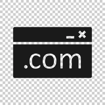 Website domain icon in flat style. Com internet address vector illustration o 스톡 일러스트