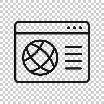 Website domain icon in flat style. Global internet address vector illustratio Ilustración de archivo