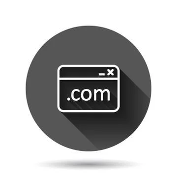 Website domain icon in flat style. Com internet address vector illustration o 스톡 일러스트