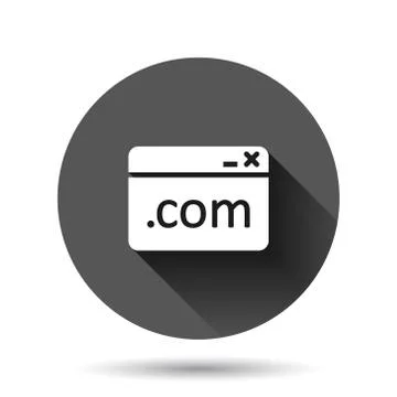 Website domain icon in flat style. Com internet address vector illustration o Ilustración de archivo