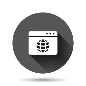 Website domain icon in flat style. Global internet address vector illustratio 스톡 일러스트