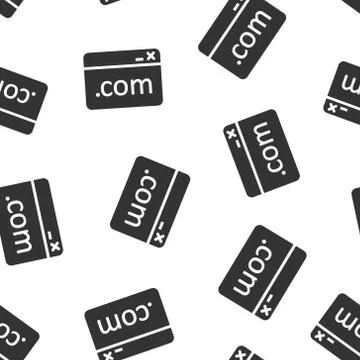 Website domain icon in flat style. Com internet address vector illustration o 스톡 일러스트