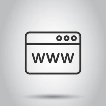 Website domain icon in flat style. Com internet address vector illustration o 스톡 일러스트