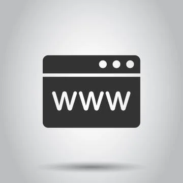 Website domain icon in flat style. Com internet address vector illustration o 스톡 일러스트