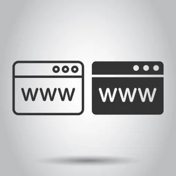 Website domain icon in flat style. Com internet address vector illustration o Illustrazione stock
