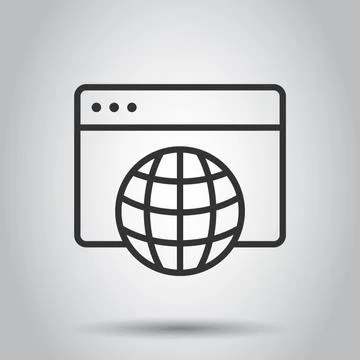 Website domain icon in flat style. Global internet address vector illustratio Ilustración de archivo