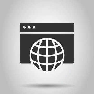 Website domain icon in flat style. Global internet address vector illustratio 스톡 일러스트