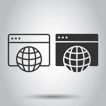Website domain icon in flat style. Global internet address vector illustratio 스톡 일러스트