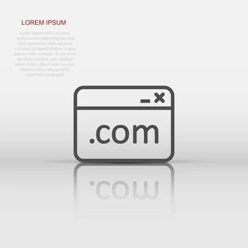 Website domain icon in flat style. Com internet address vector illustration.. 스톡 일러스트