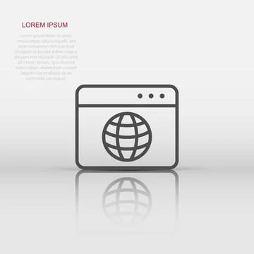Website domain icon in flat style. Global internet address vector illustrat.. Ilustración de archivo