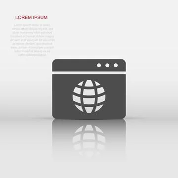 Website domain icon in flat style. Global internet address vector illustrat.. 스톡 일러스트