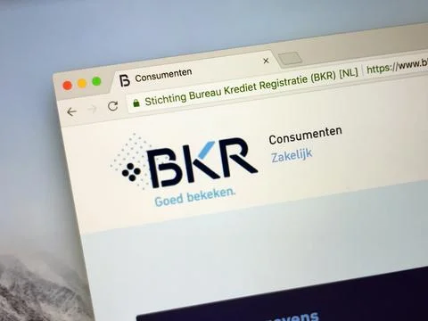 Website of the Dutch consumer credit reporting agency (BKR) Stock Photos