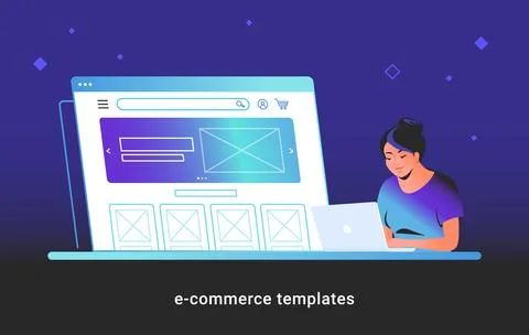 Website e-commerce template to create electronic store online Illustrazione stock