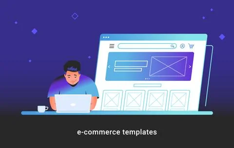 Website e-commerce template to create electronic store online Stock Illustration