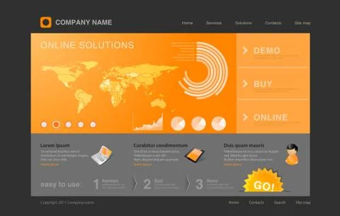 Website editable template for uni themes:  business concept, technology Stock Illustration
