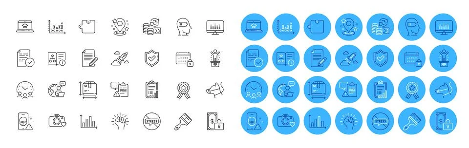Website education, Dot plot and Diagram graph line icons pack. For web app Stock Illustration