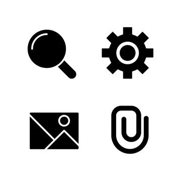 Website elements black glyph icons set on white space Stock Illustration