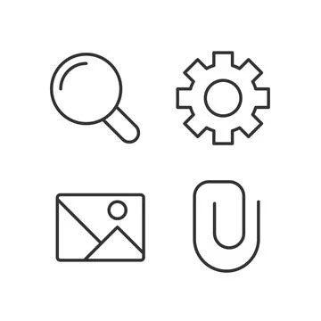 Website elements pixel perfect linear icons set Stock Illustration