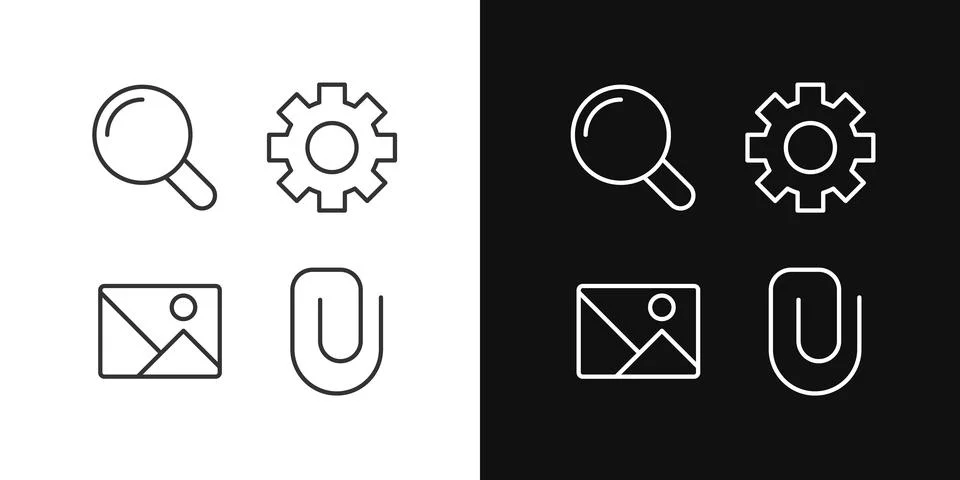 Website elements pixel perfect linear icons set for dark, light mode Stock Illustration