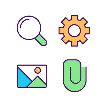 Website elements pixel perfect RGB color icons set 스톡 일러스트