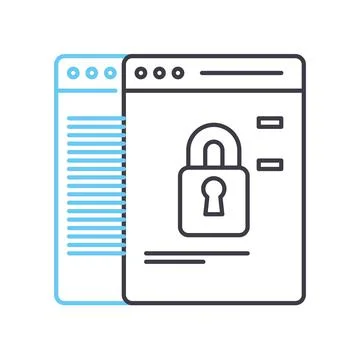 Website encryption line icon, outline symbol, vector illustration, concept sign Stock Illustration