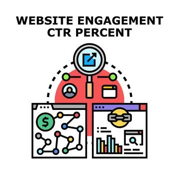 Website engagement click through rate analytics measuring Stock Illustration